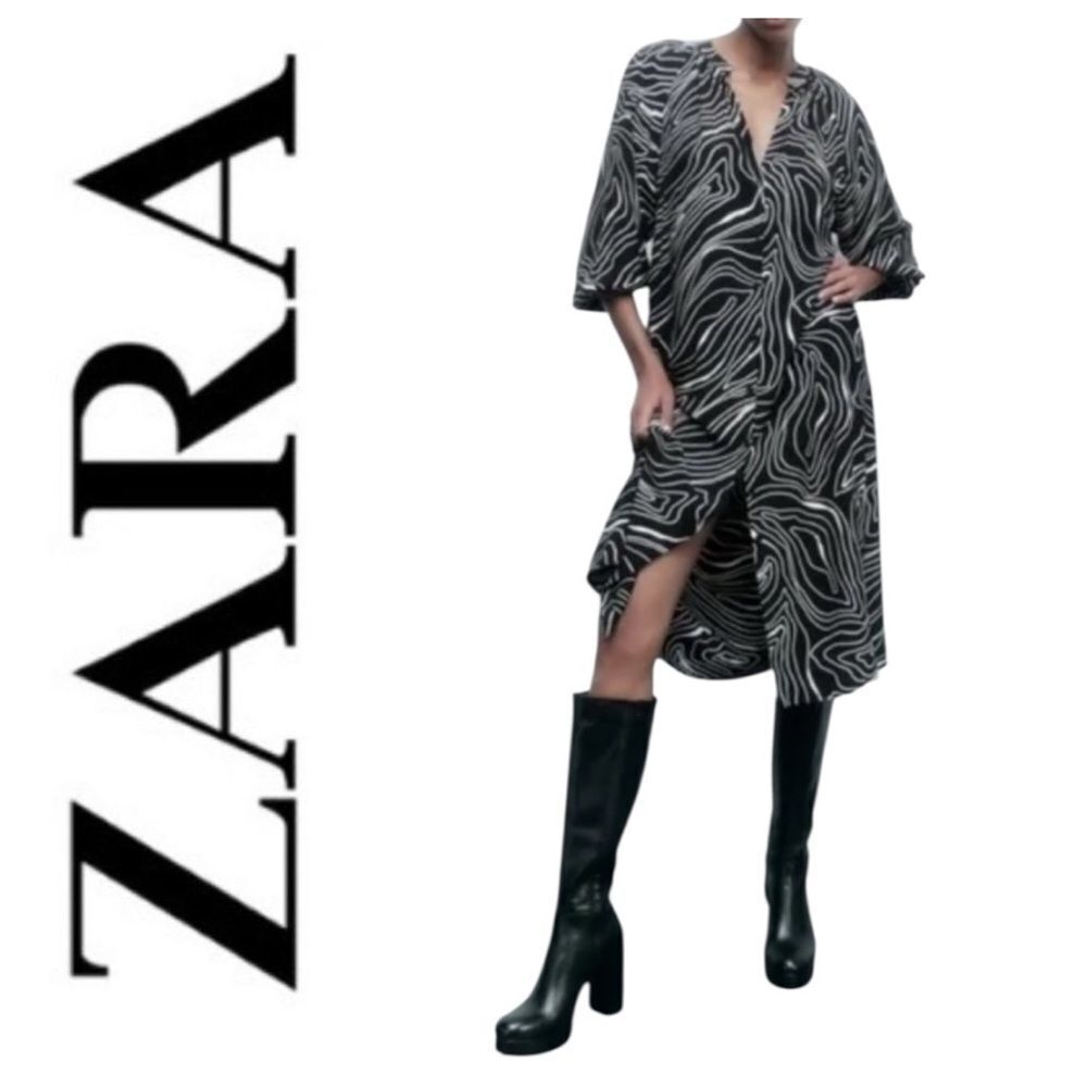 ZARA Printed Button Down Midi Dress Size Small NWT
